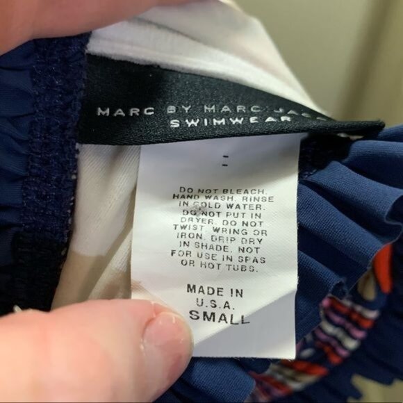 Marc By Marc Jacobs Swimwear Bikini Top Small Blue & Multicolor Ruffle Straps - Picture 2 of 10